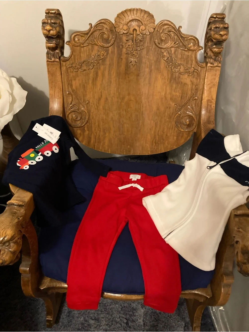 crown & ivy kids Navy and White Zip-Front Jacket